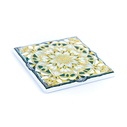 Mandala Ceramic Coasters with Cork Backing L-1138-12