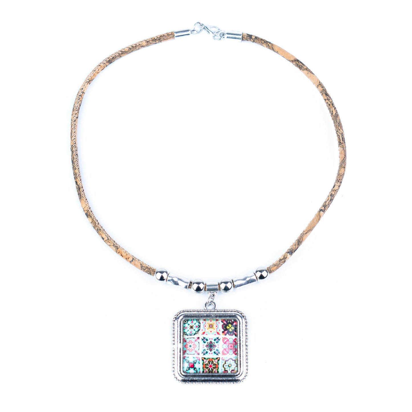 Portuguese Cork Necklace · Azulejos Tile Art Design N-175-MIX-5