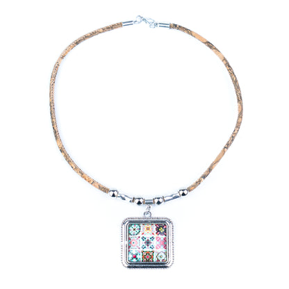 Portuguese Cork Necklace · Azulejos Tile Art Design N-175-MIX-5