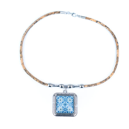 Portuguese Cork Necklace · Azulejos Tile Art Design N-175-MIX-5