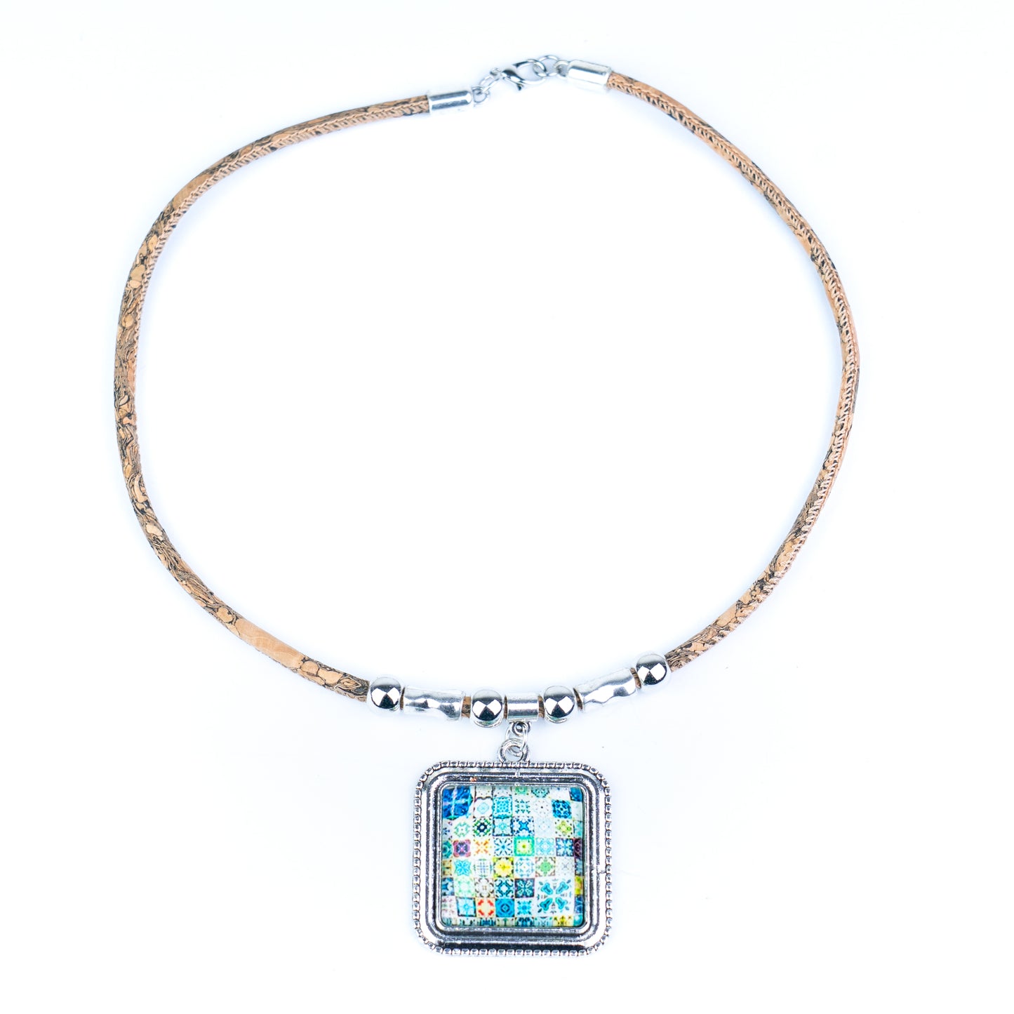 Portuguese Cork Necklace · Azulejos Tile Art Design N-175-MIX-5