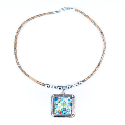 Portuguese Cork Necklace · Azulejos Tile Art Design N-175-MIX-5