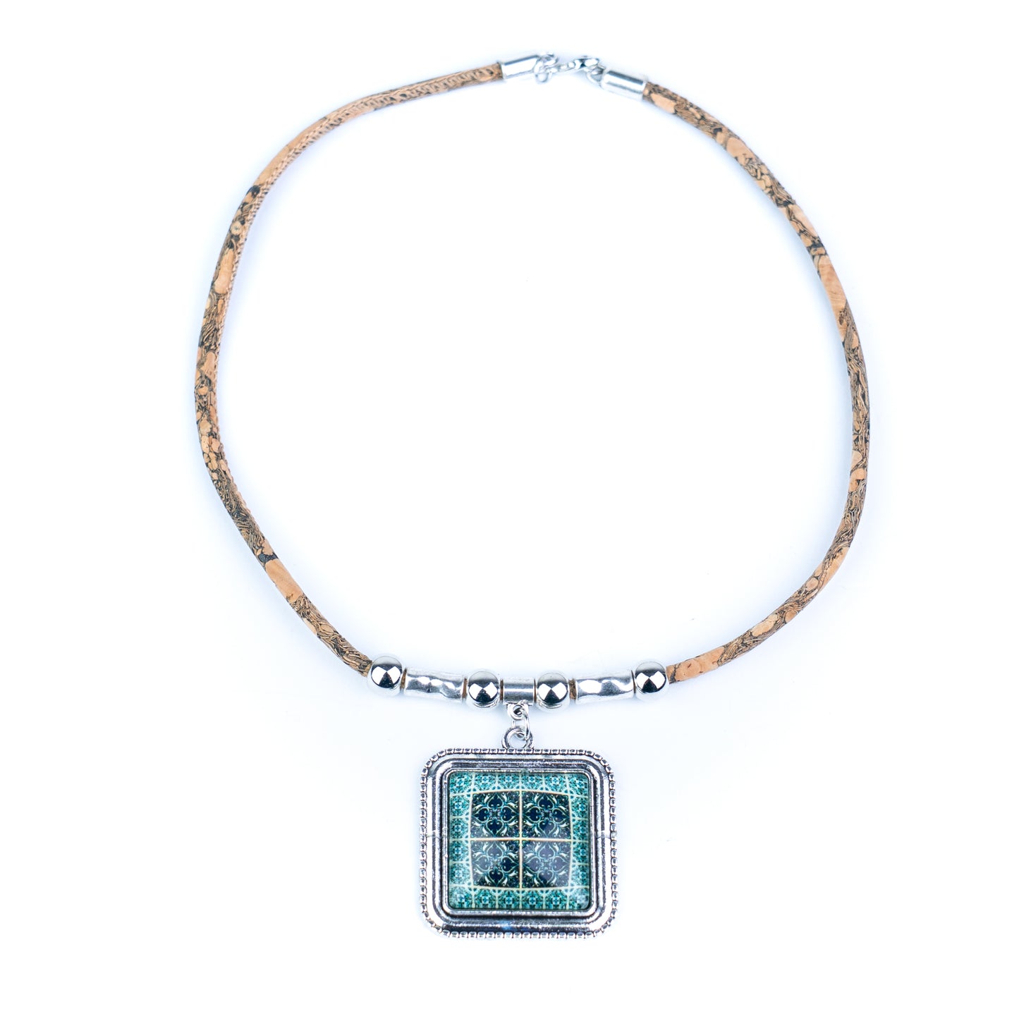 Portuguese Cork Necklace · Azulejos Tile Art Design N-175-MIX-5