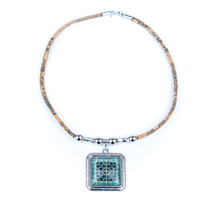 Portuguese Cork Necklace · Azulejos Tile Art Design N-175-MIX-5
