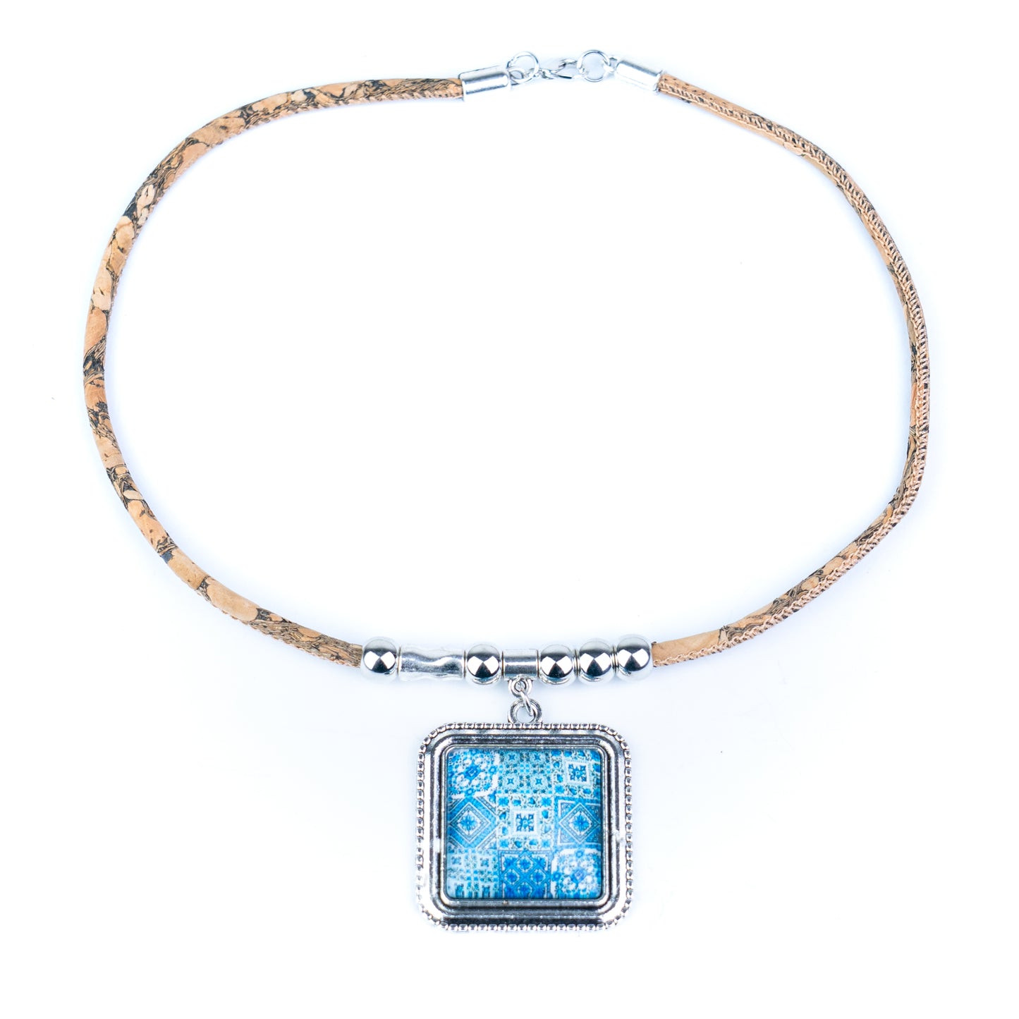 Portuguese Cork Necklace · Azulejos Tile Art Design N-175-MIX-5