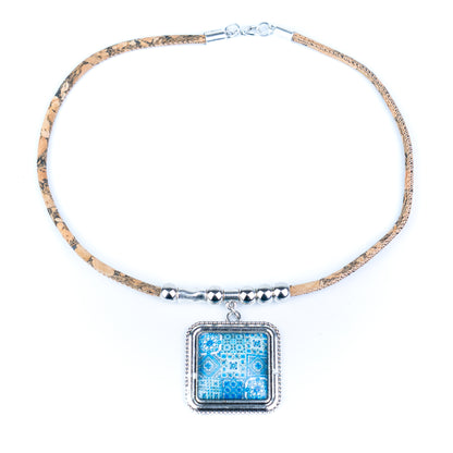 Portuguese Cork Necklace · Azulejos Tile Art Design N-175-MIX-5