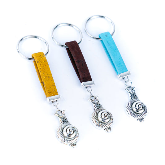 10mm Flat Wire Colored Cork Wire and snails Charm Pendant Handmade Keychain I-114-MIX-10