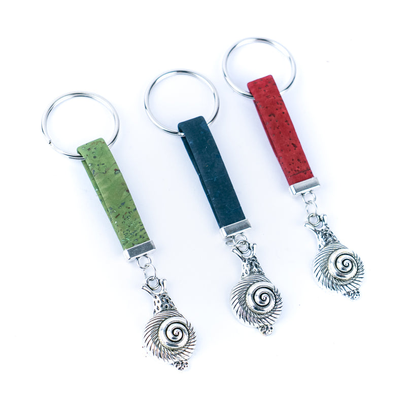 10mm Flat Wire Colored Cork Wire and snails Charm Pendant Handmade Keychain I-114-MIX-10