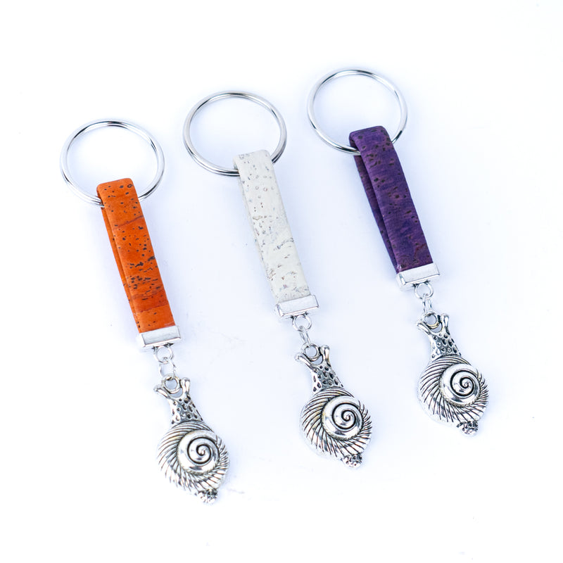 10mm Flat Wire Colored Cork Wire and snails Charm Pendant Handmade Keychain I-114-MIX-10