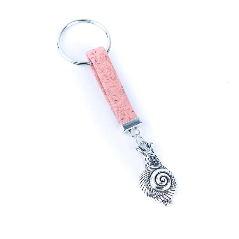 10mm Flat Wire Colored Cork Wire and snails Charm Pendant Handmade Keychain I-114-MIX-10