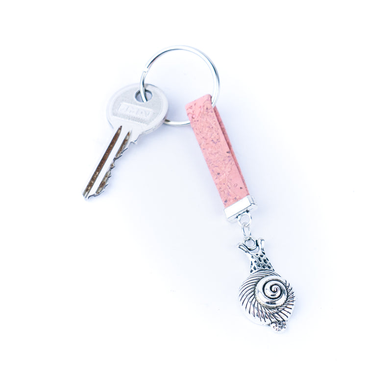 10mm Flat Wire Colored Cork Wire and snails Charm Pendant Handmade Keychain I-114-MIX-10