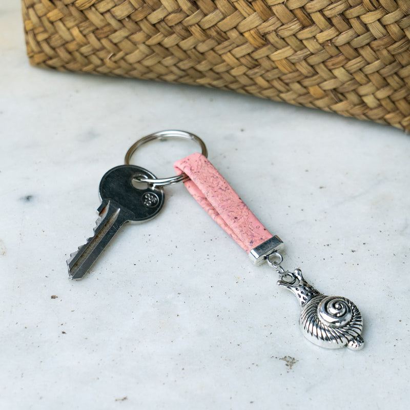 10mm Flat Wire Colored Cork Wire and snails Charm Pendant Handmade Keychain I-114-MIX-10