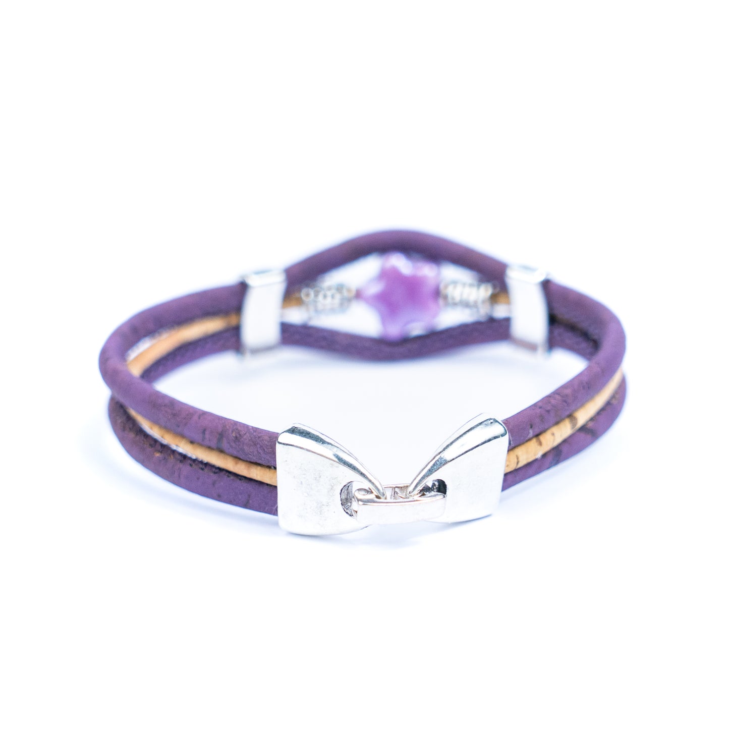 Two-color cork line ceramic flower bead bracelet  BR-097-MIX-5