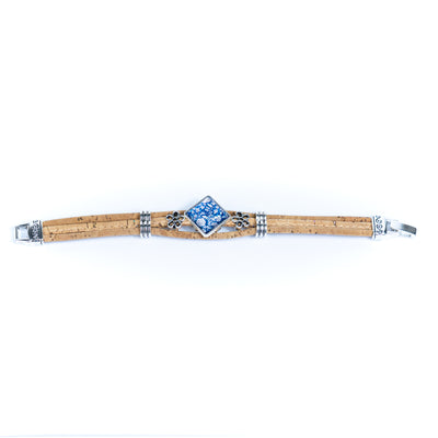 Natural cork cord and alloy hardware handmade fashion ladies bracelet BR-006-MIX-5(RANDOM)