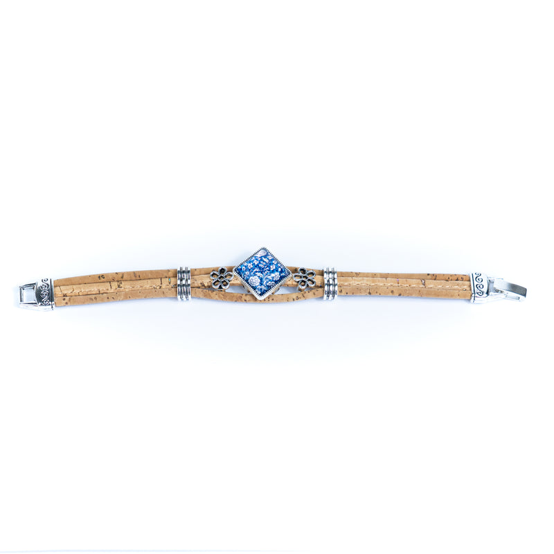 Natural cork cord and alloy hardware handmade fashion ladies bracelet BR-006-MIX-5(RANDOM)