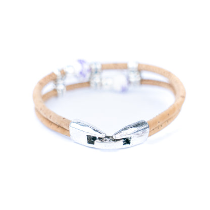 Natural cork cord  alloy accessories handmade women's bracelet BR-421-MIX-5