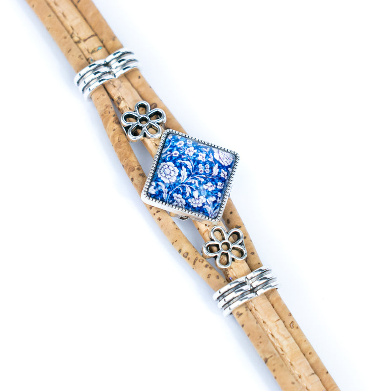 Natural cork cord and alloy hardware handmade fashion ladies bracelet BR-006-MIX-5(RANDOM)