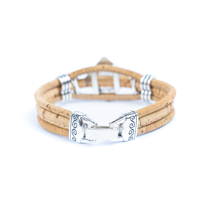 Natural cork cord and alloy hardware handmade fashion ladies bracelet BR-006-MIX-5(RANDOM)