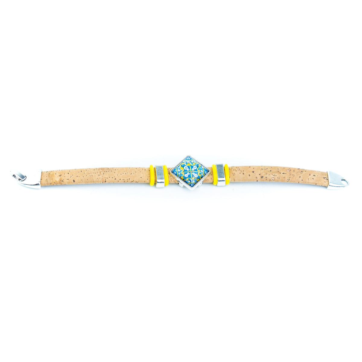 Portuguese Handmade 10mm Flat Cork Bracelet with Colorful Pattern – Pack of 5pcs- DBR-052-MIX-5