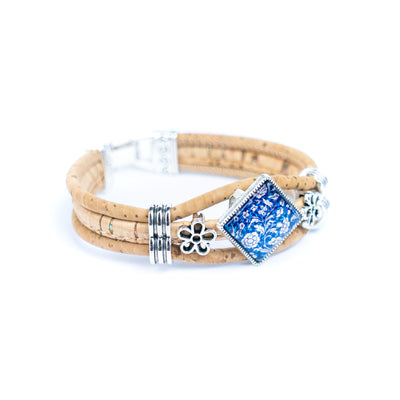 Natural cork cord and alloy hardware handmade fashion ladies bracelet BR-006-MIX-5(RANDOM)