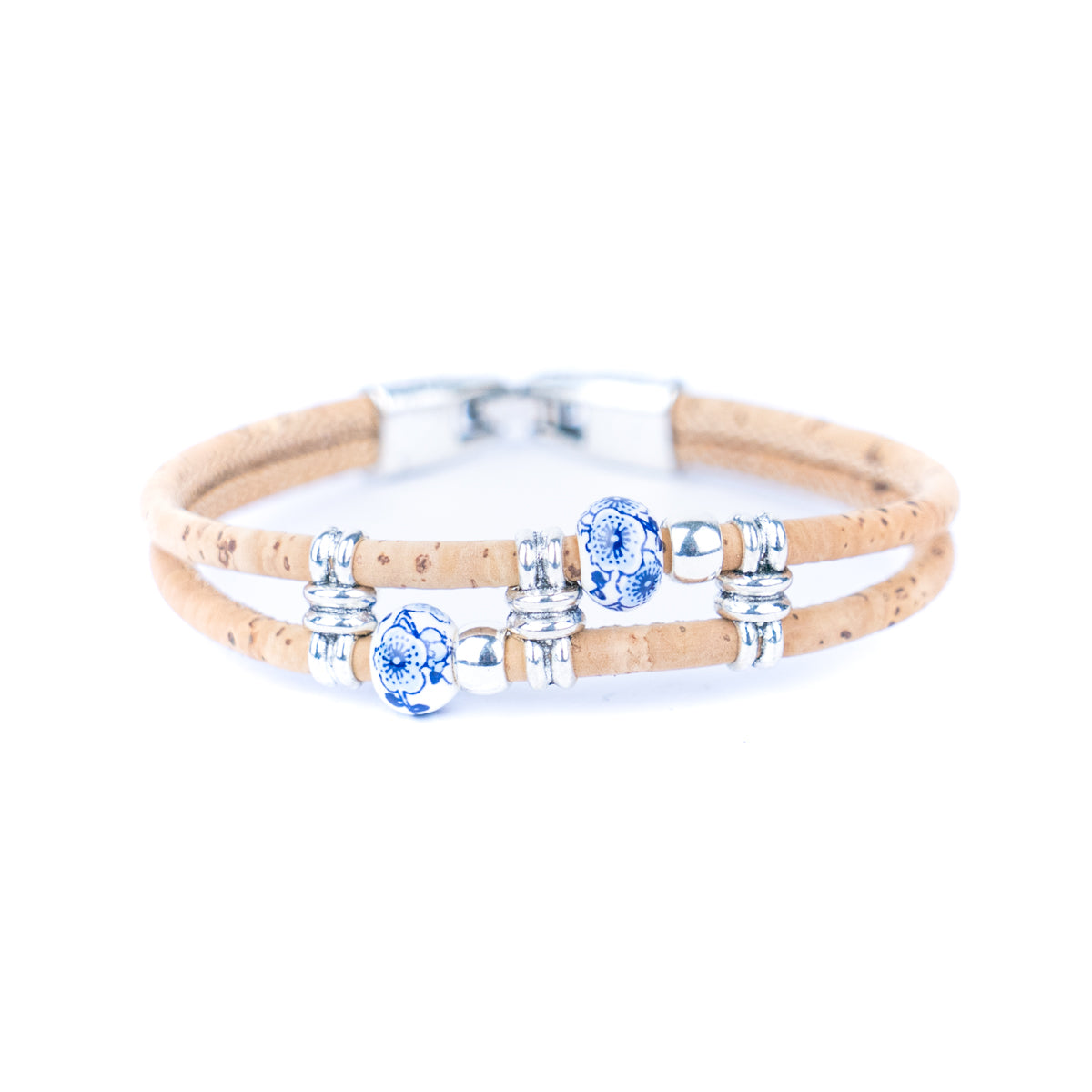 Natural cork cord  alloy accessories handmade women's bracelet BR-421-MIX-5