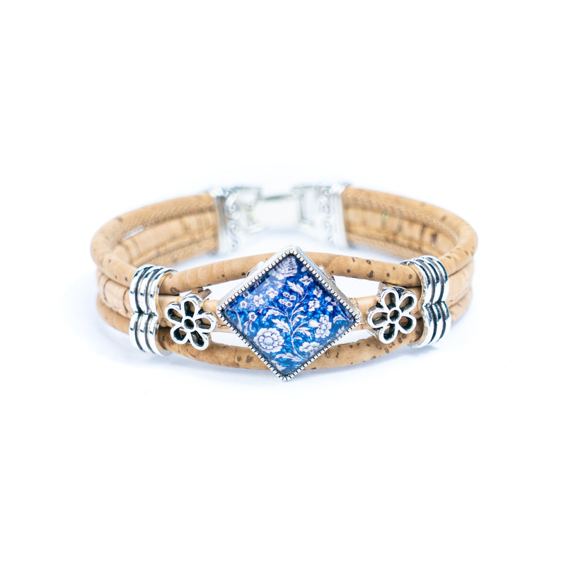 Natural cork cord and alloy hardware handmade fashion ladies bracelet BR-006-MIX-5(RANDOM)