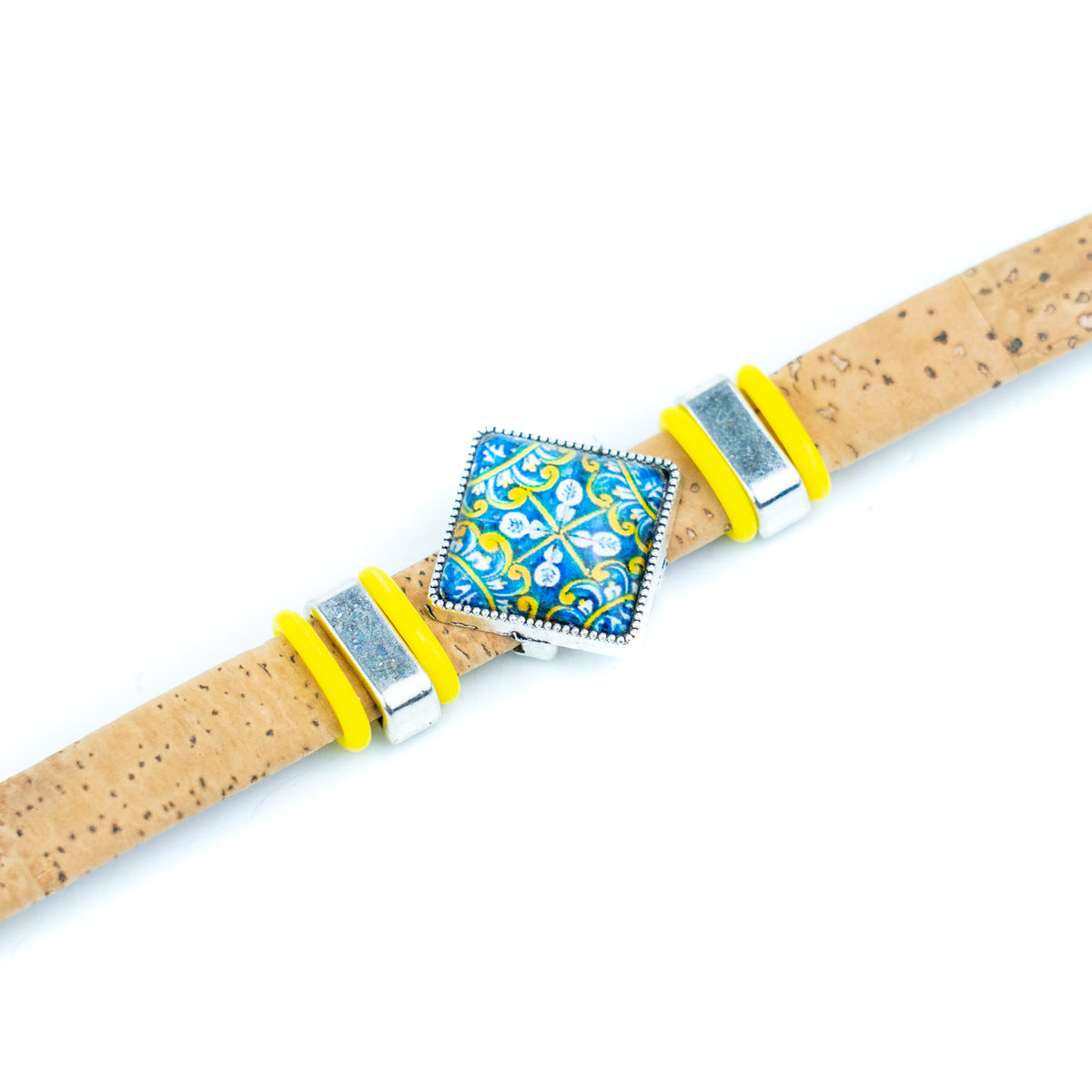 Portuguese Handmade 10mm Flat Cork Bracelet with Colorful Pattern – Pack of 5pcs- DBR-052-MIX-5