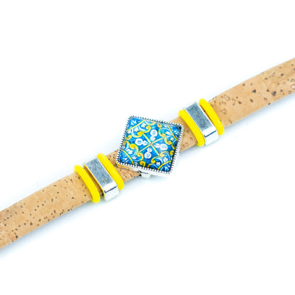 Portuguese Handmade 10mm Flat Cork Bracelet with Colorful Pattern – Pack of 5pcs- DBR-052-MIX-5
