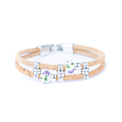 Natural cork cord  alloy accessories handmade women's bracelet BR-421-MIX-5