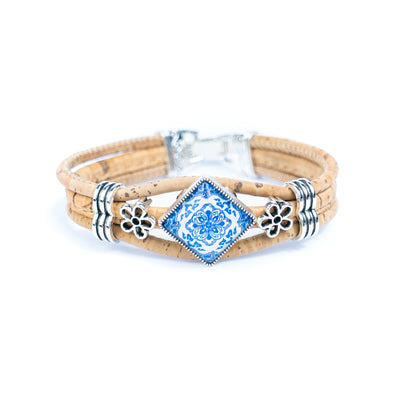 Natural cork cord and alloy hardware handmade fashion ladies bracelet BR-006-MIX-5(RANDOM)