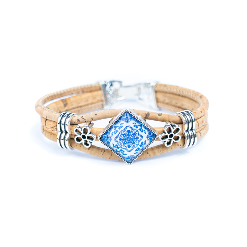 Natural cork cord and alloy hardware handmade fashion ladies bracelet BR-006-MIX-5(RANDOM)