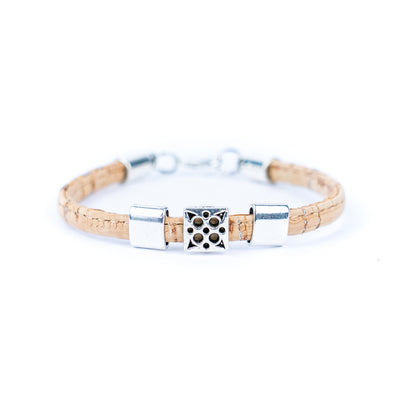 5mm flat colored cork wire and alloy hardware handmade women's bracelet  BR-487-MIX-5