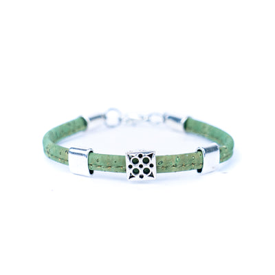 5mm flat colored cork wire and alloy hardware handmade women's bracelet  BR-487-MIX-5