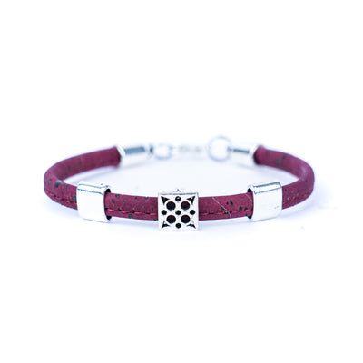 5mm flat colored cork wire and alloy hardware handmade women's bracelet  BR-487-MIX-5