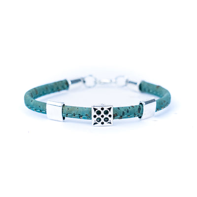 5mm flat colored cork wire and alloy hardware handmade women's bracelet  BR-487-MIX-5