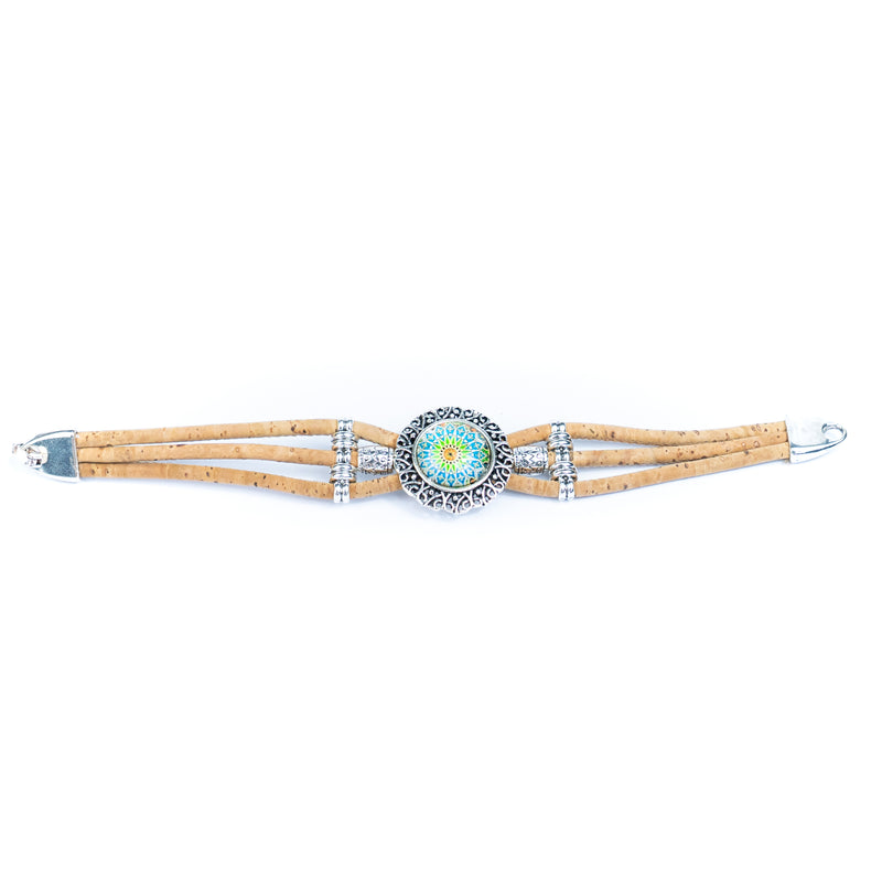 Natural cork cord and alloy hardware handmade fashion ladies bracelet BR-469-MIX-5(RANDOM)