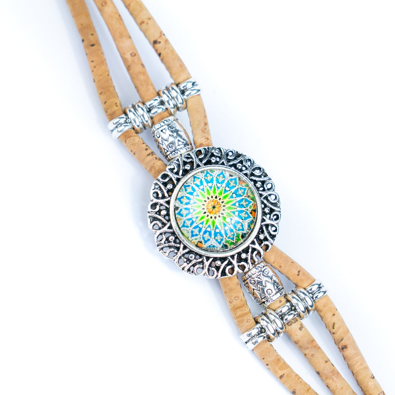 Natural cork cord and alloy hardware handmade fashion ladies bracelet BR-469-MIX-5(RANDOM)