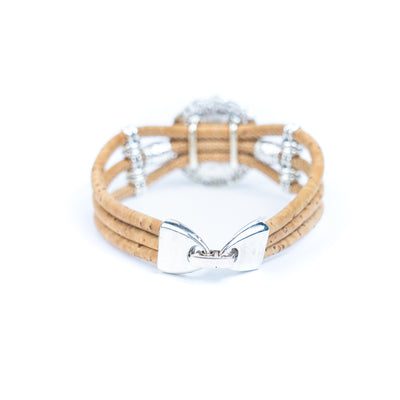 Natural cork cord and alloy hardware handmade fashion ladies bracelet BR-469-MIX-5(RANDOM)