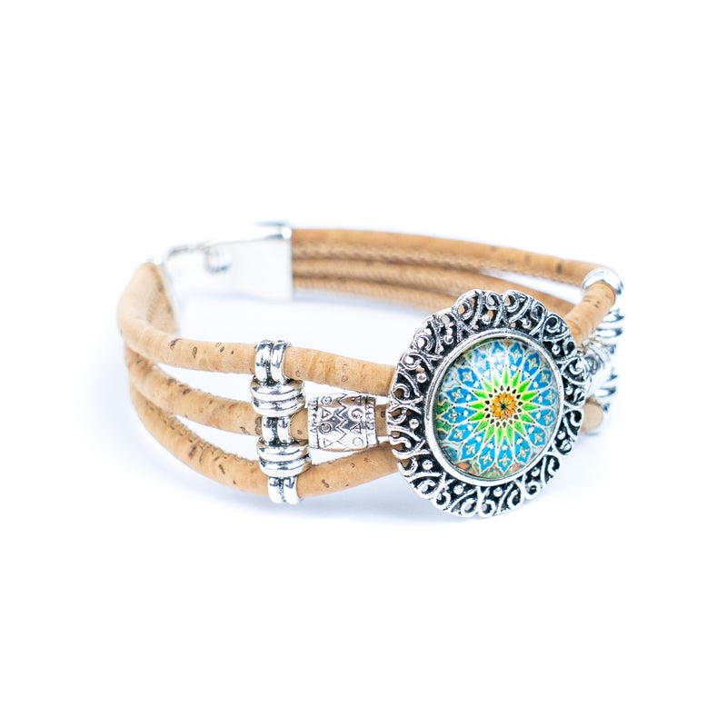 Natural cork cord and alloy hardware handmade fashion ladies bracelet BR-469-MIX-5(RANDOM)