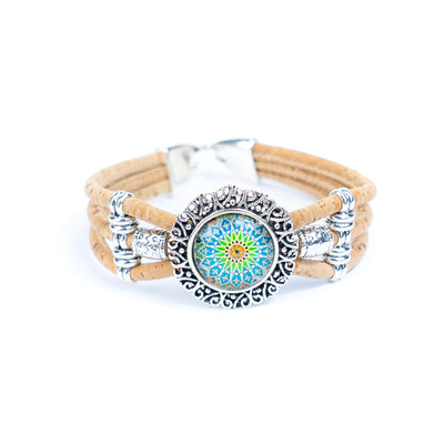 Natural cork cord and alloy hardware handmade fashion ladies bracelet BR-469-MIX-5(RANDOM)