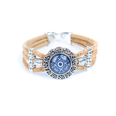 Natural cork cord and alloy hardware handmade fashion ladies bracelet BR-469-MIX-5(RANDOM)