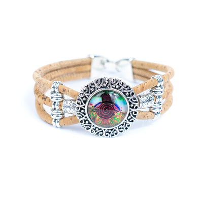 Natural cork cord and alloy hardware handmade fashion ladies bracelet BR-469-MIX-5(RANDOM)