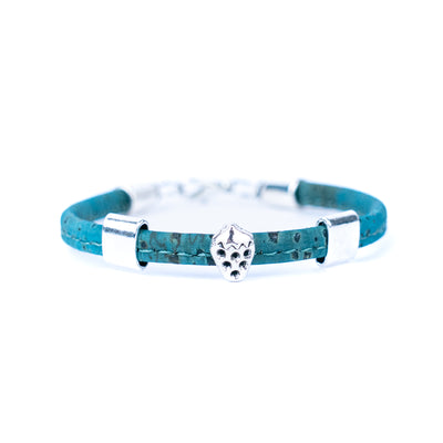 5mm flat colored cork wire and alloy strawberry hardware handmade women's bracelet  BR-504-MIX-5