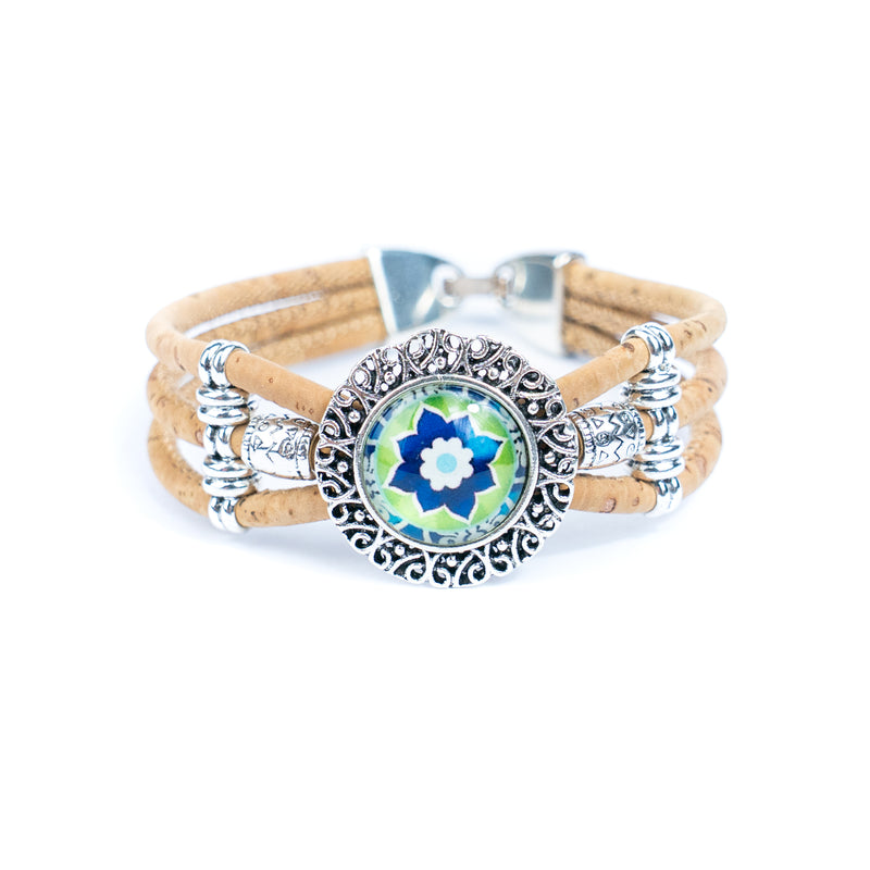 Natural cork cord and alloy hardware handmade fashion ladies bracelet BR-469-MIX-5(RANDOM)