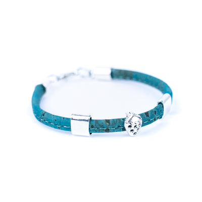 5mm flat colored cork wire and alloy strawberry hardware handmade women's bracelet  BR-504-MIX-5