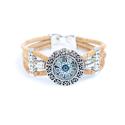 Natural cork cord and alloy hardware handmade fashion ladies bracelet BR-469-MIX-5(RANDOM)
