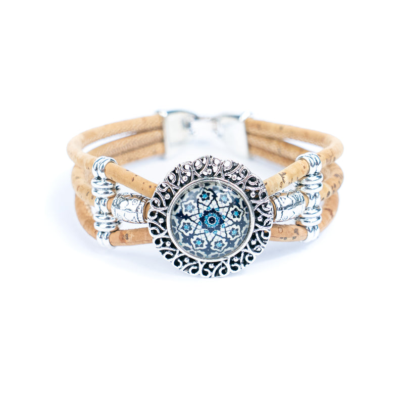 Natural cork cord and alloy hardware handmade fashion ladies bracelet BR-469-MIX-5(RANDOM)
