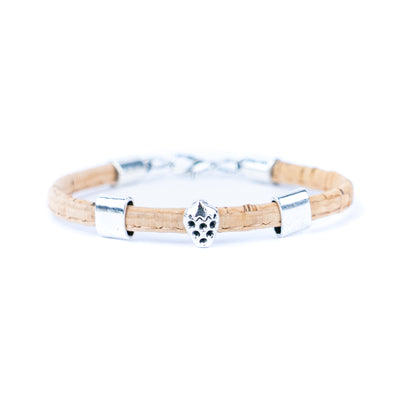 5mm flat colored cork wire and alloy strawberry hardware handmade women's bracelet  BR-504-MIX-5