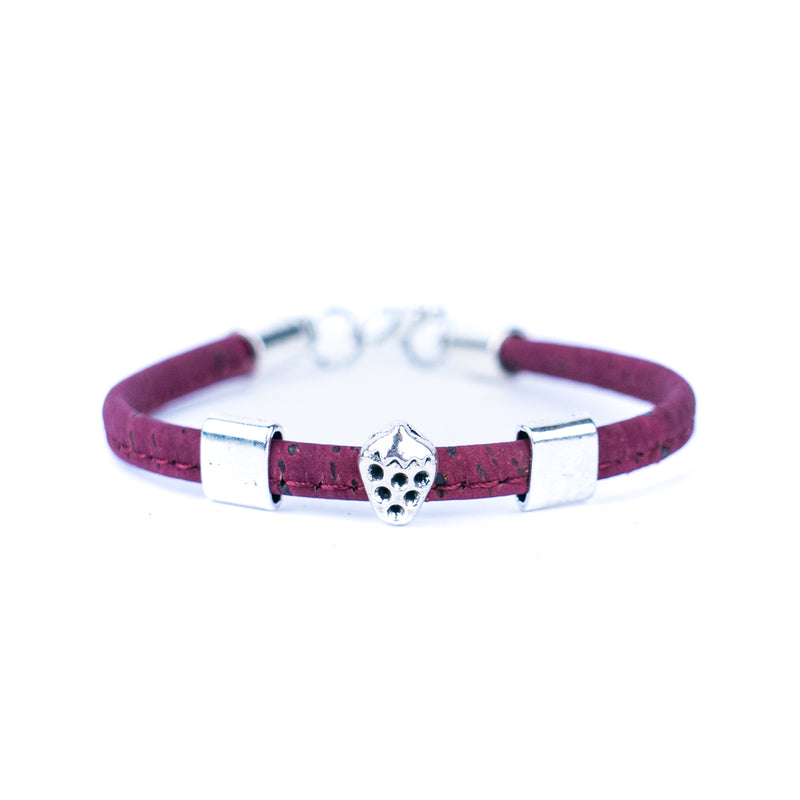 5mm flat colored cork wire and alloy strawberry hardware handmade women&