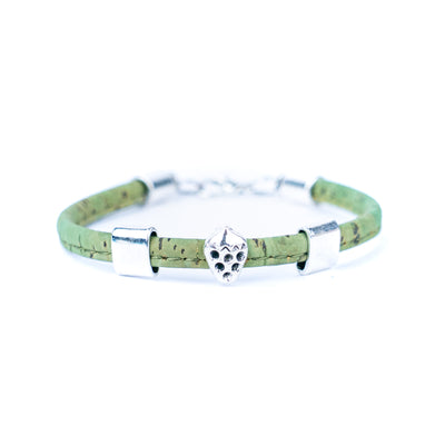 5mm flat colored cork wire and alloy strawberry hardware handmade women's bracelet  BR-504-MIX-5